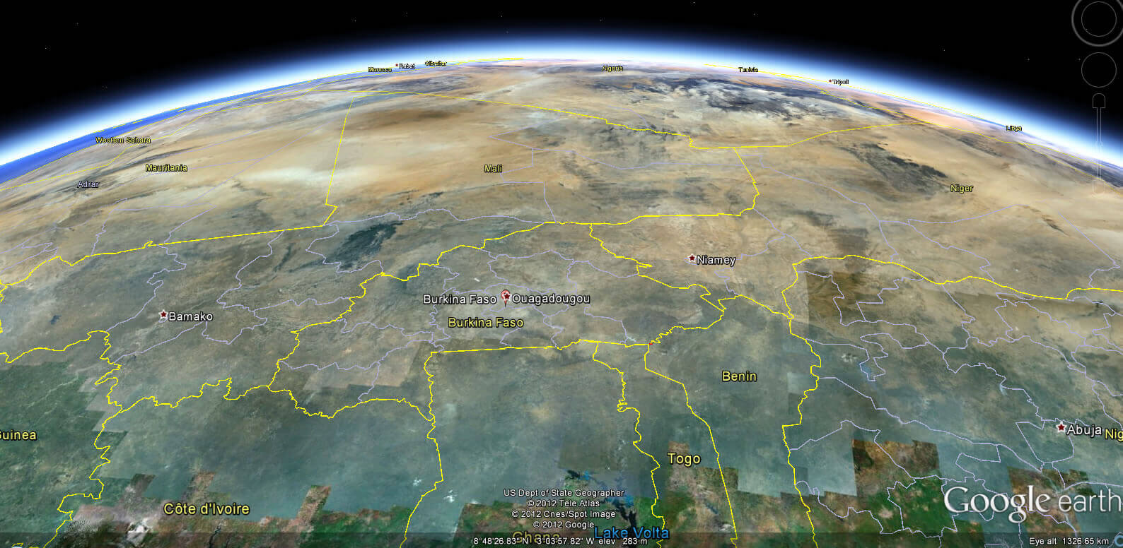 Burkina Faso erde karte